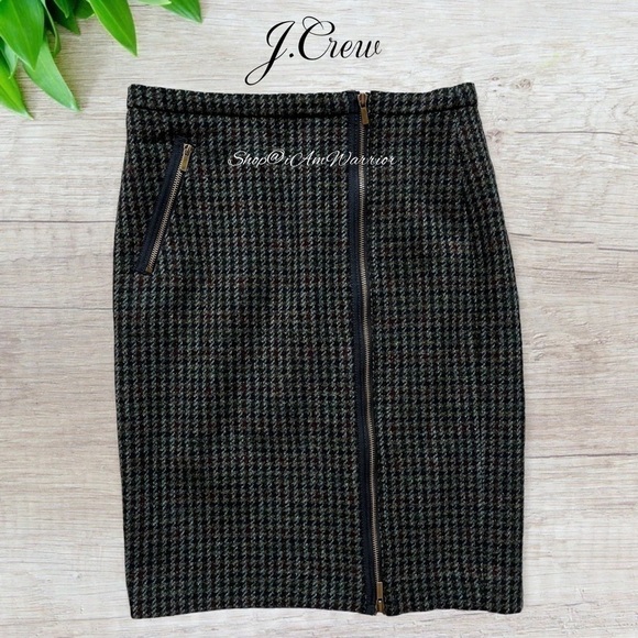 J.Crew wool houndstooth zipper moto style pencil skirt *shop@iamwarrior - Picture 7 of 13